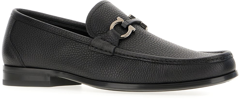 Ferragamo Ferragamo Black leather Grandioso loafers Zwart