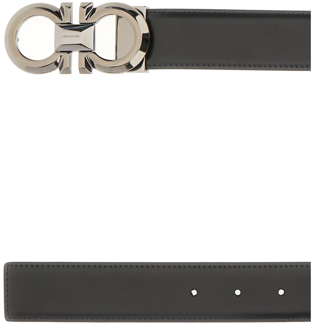Ferragamo Ferragamo Black leather reversible belt Zwart