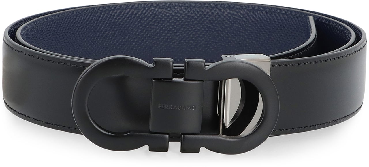 Ferragamo Gancini Reversible leather belt Zwart