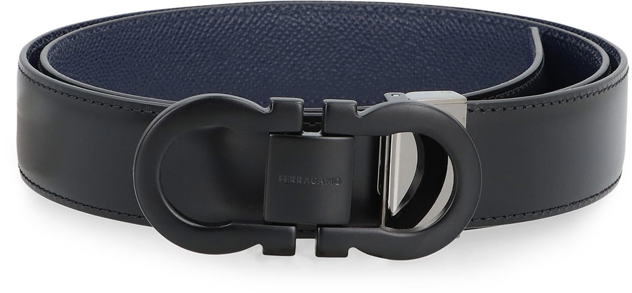 Ferragamo Gancini Reversible leather belt Zwart