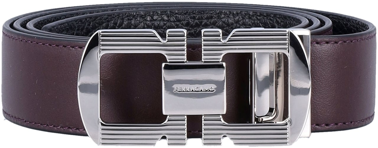 Ferragamo Double Adjus Oxblood Black Zwart