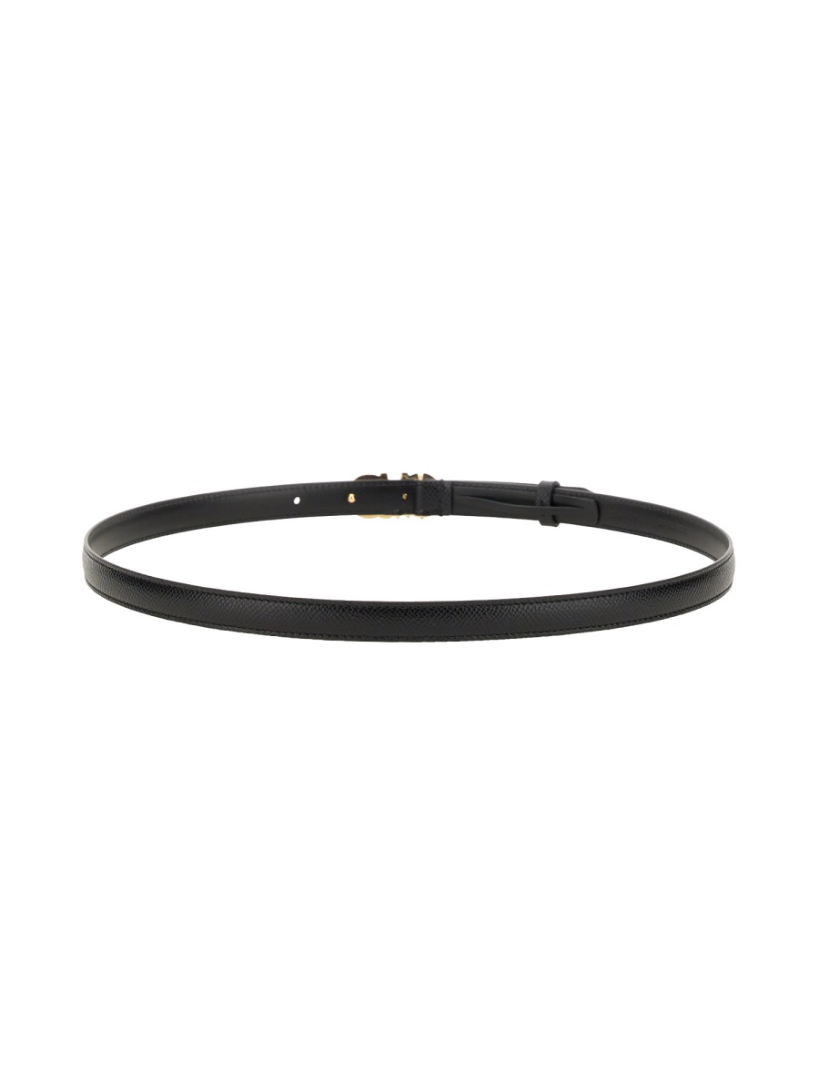 Ferragamo Slim Fit Gancini Gold Buckle Belt Zwart