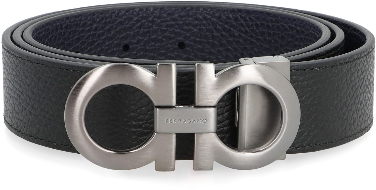 Ferragamo Gancini Reversible leather belt Zwart