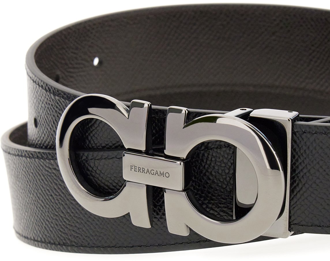 Ferragamo Dark brown leather reversible belt Bruin