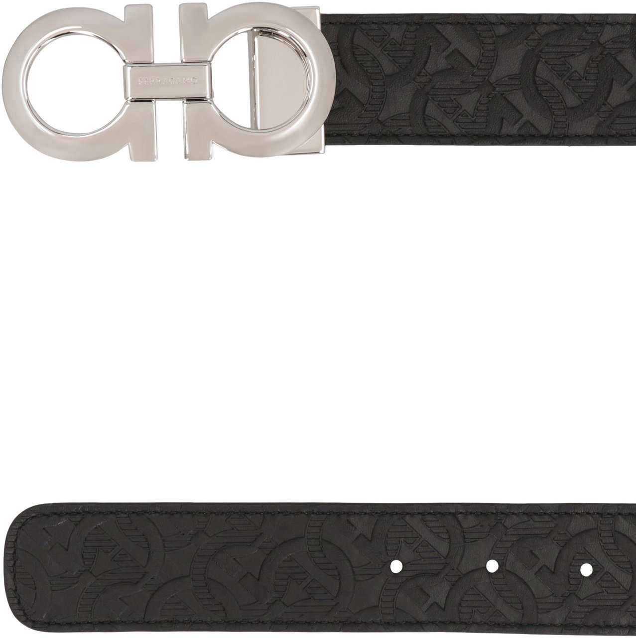 Ferragamo Gancini Reversible leather belt Zwart