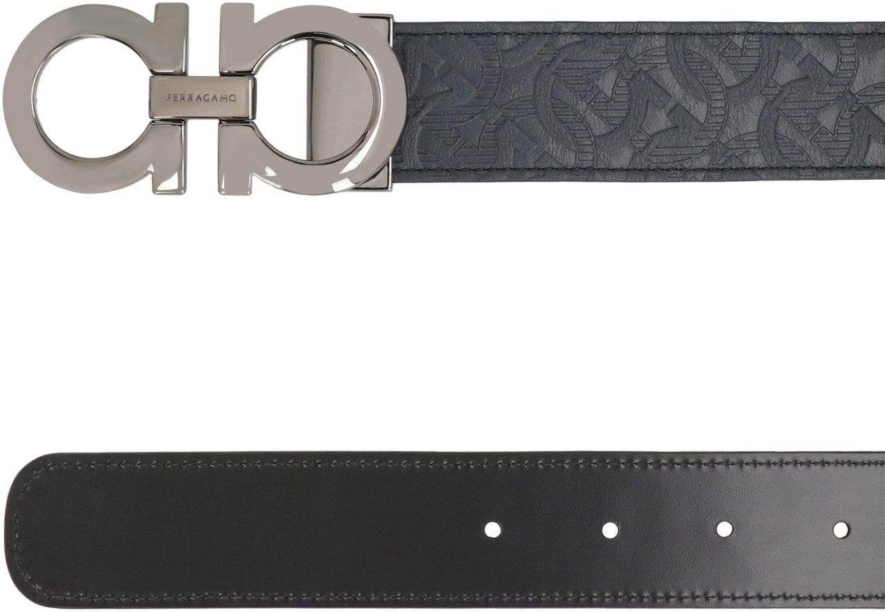 Ferragamo Logo buckle leather belt Blauw