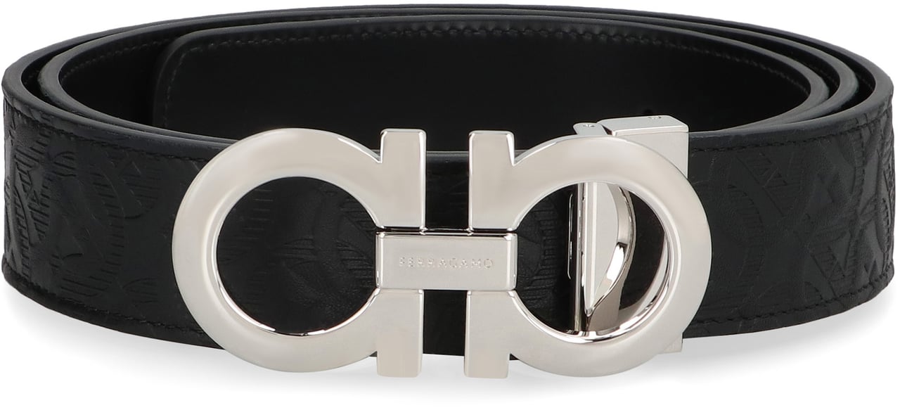 Ferragamo Gancini Reversible leather belt Zwart