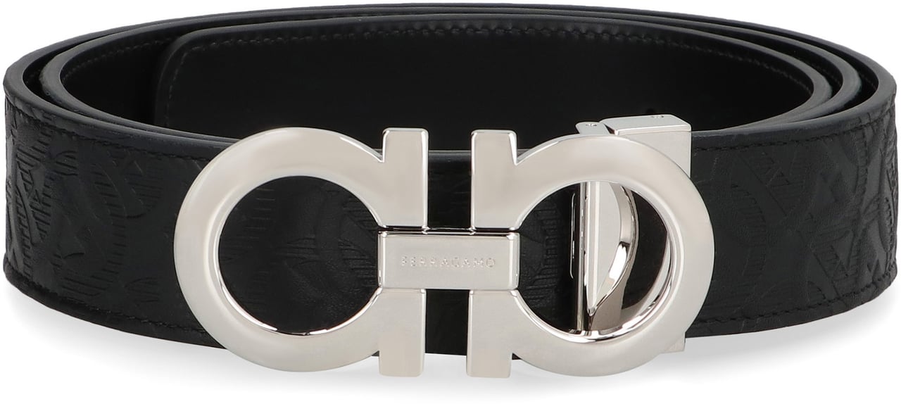 Ferragamo Gancini Reversible leather belt Zwart
