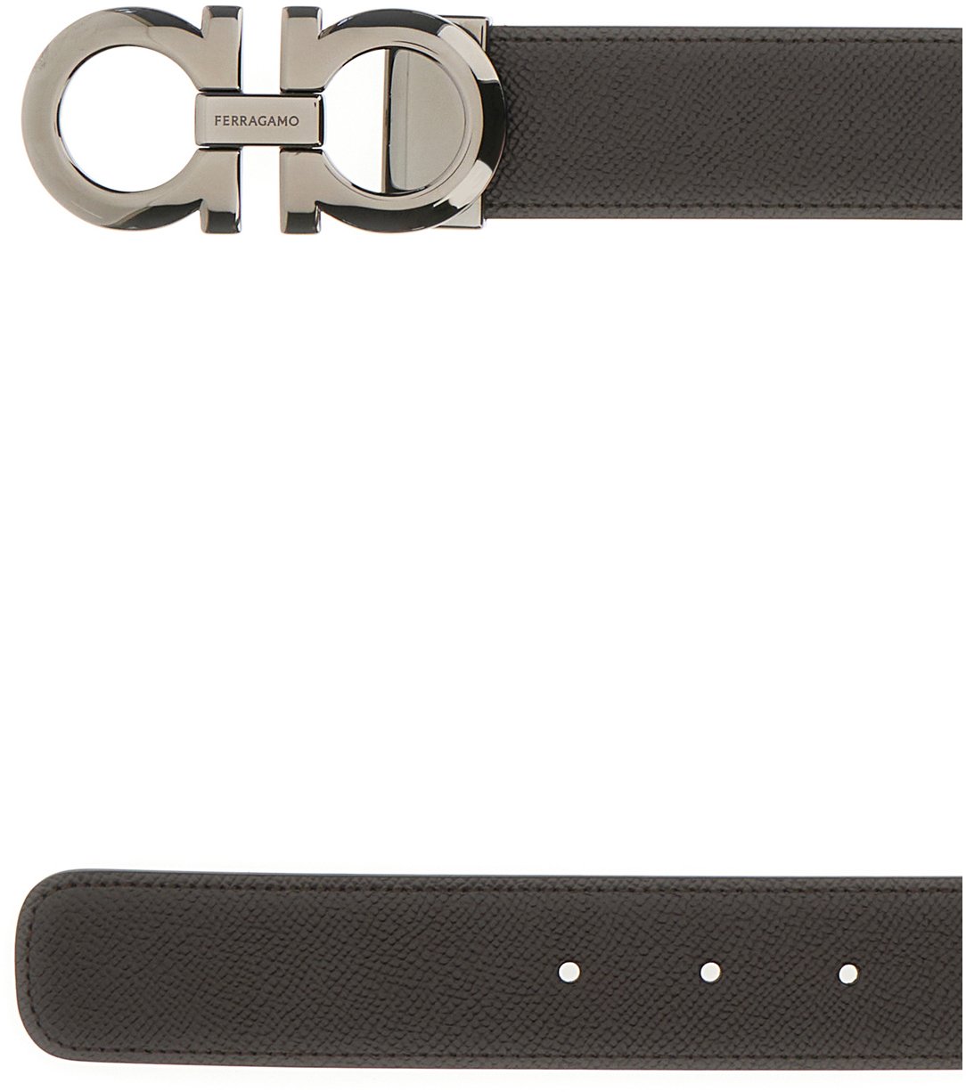 Ferragamo Dark brown leather reversible belt Bruin