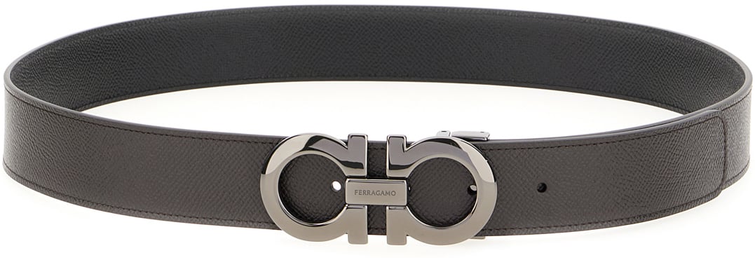 Ferragamo Dark brown leather reversible belt Bruin