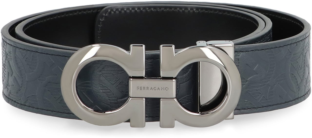 Ferragamo Logo buckle leather belt Blauw