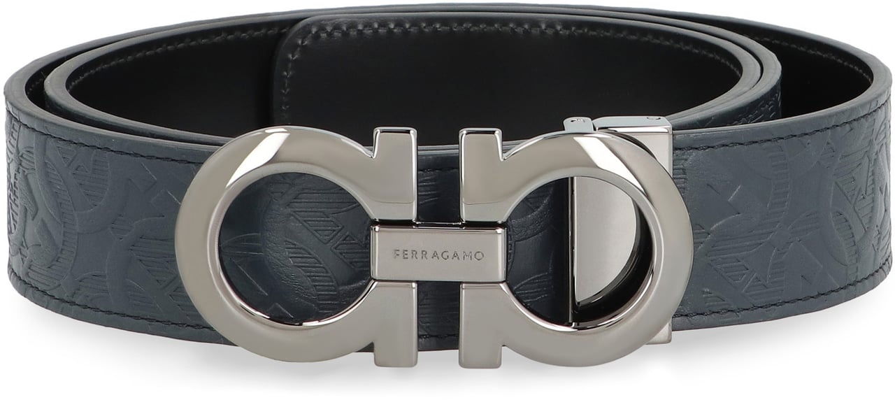 Ferragamo Logo buckle leather belt Blauw