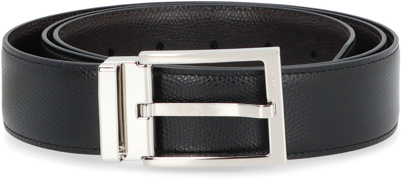 Ferragamo Gancini Reversible leather belt Zwart