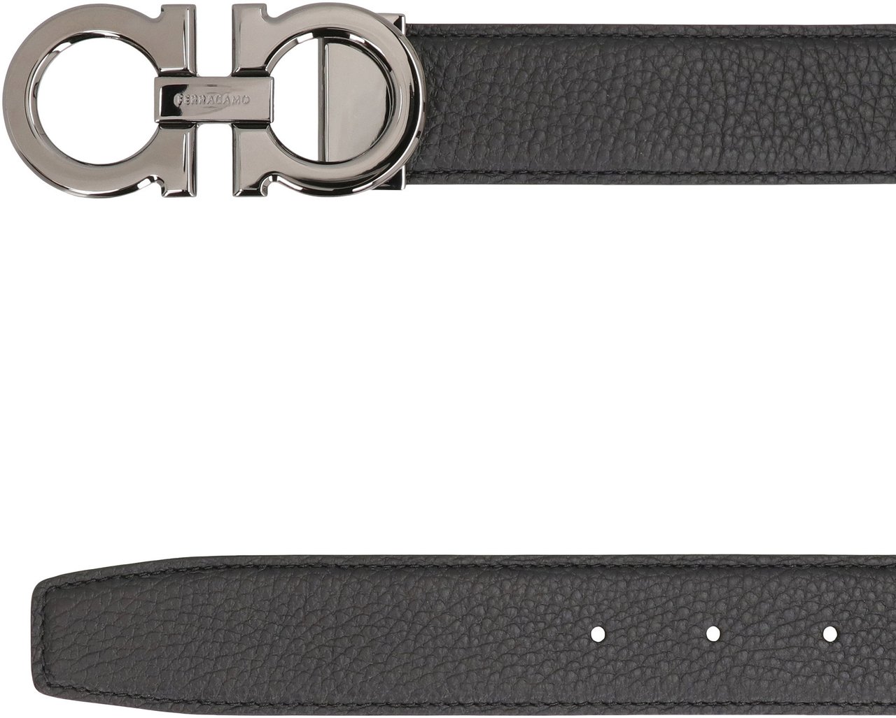Ferragamo Gancini Reversible leather belt Zwart