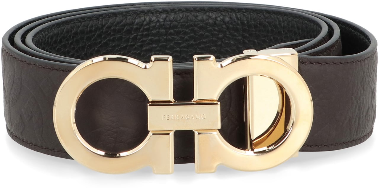 Ferragamo Gancini Reversible leather belt Bruin