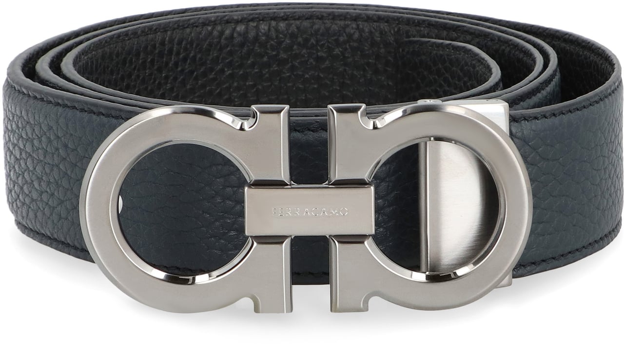 Ferragamo Gancini Reversible leather belt Zwart