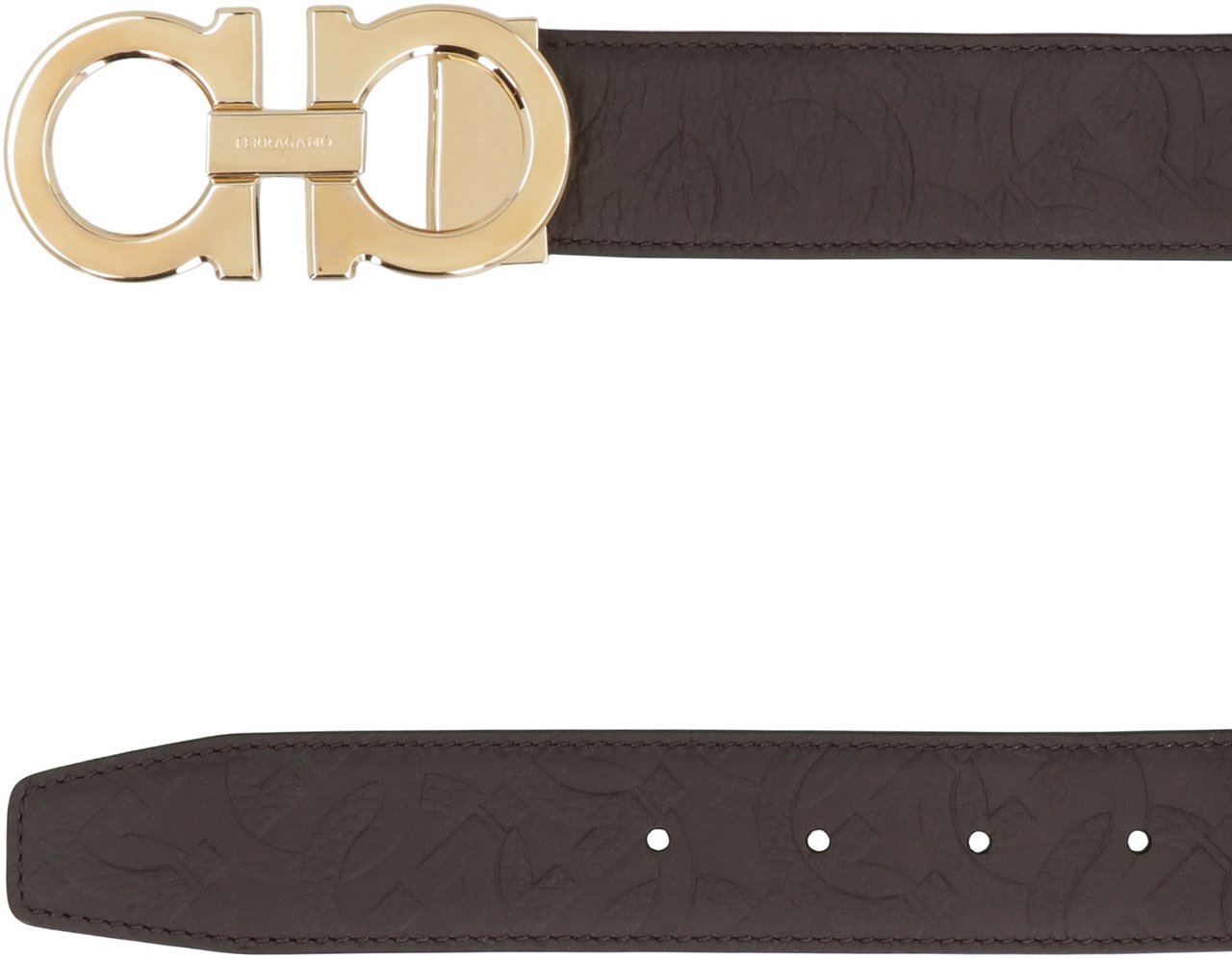 Ferragamo Gancini Reversible leather belt Bruin