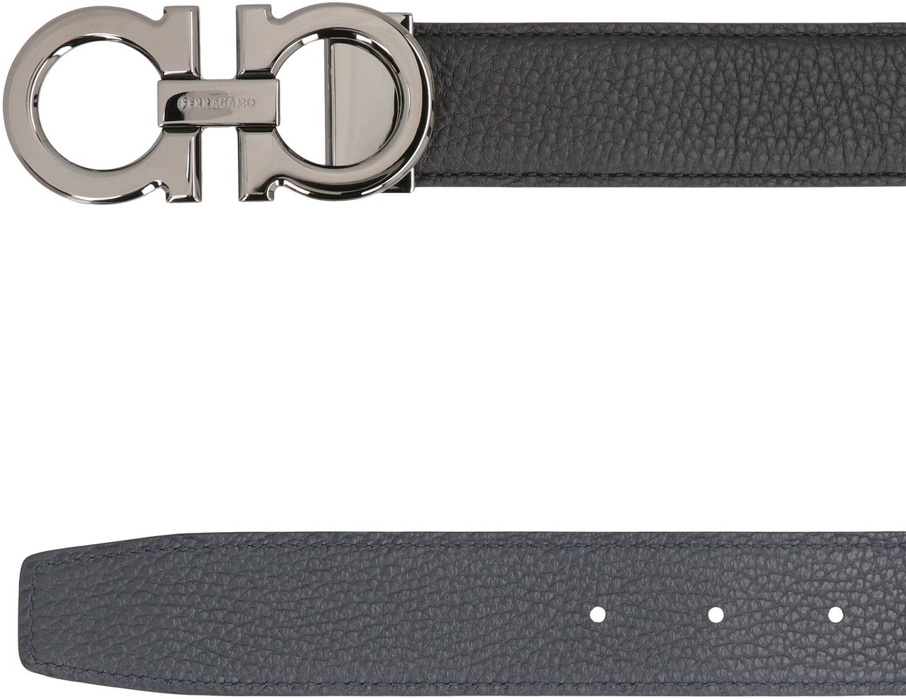 Ferragamo Gancini Reversible leather belt Zwart