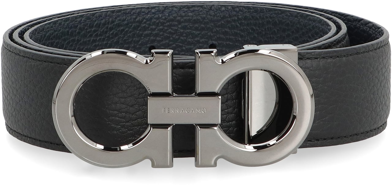 Ferragamo Gancini Reversible leather belt Zwart