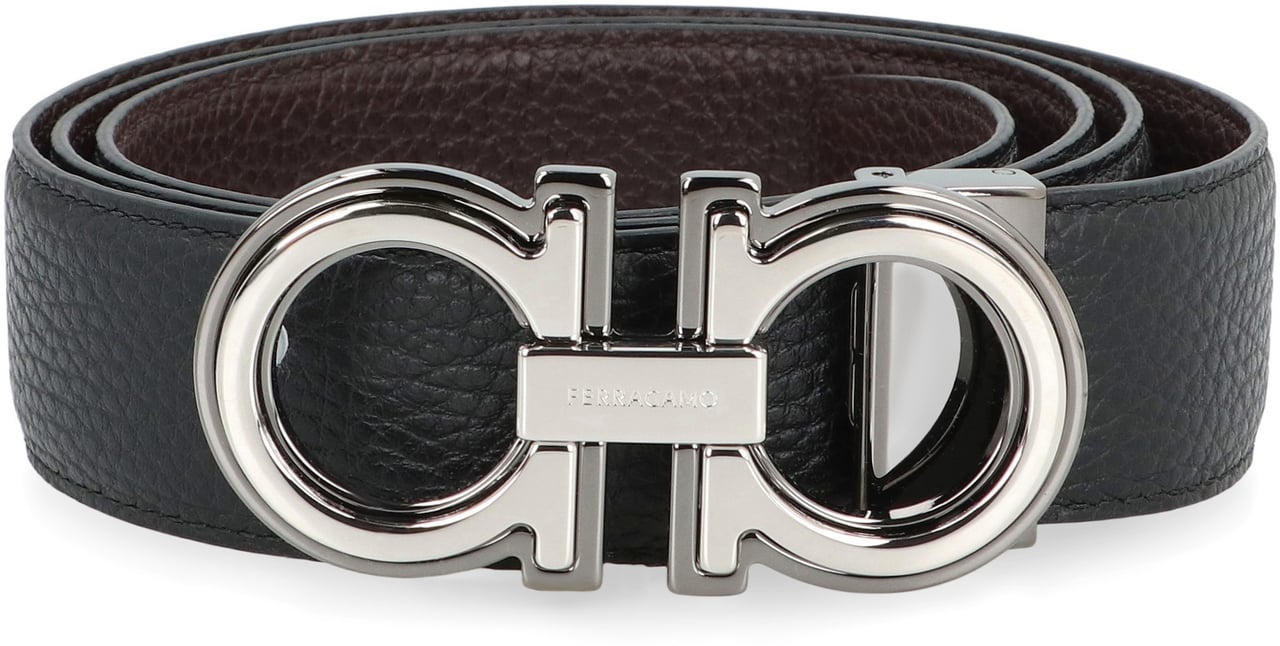 Ferragamo Gancini Reversible leather belt Zwart