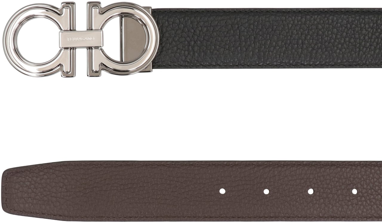 Ferragamo Gancini Reversible leather belt Zwart