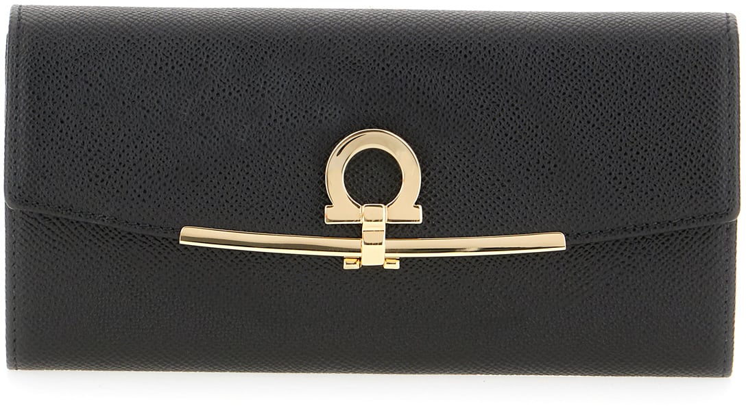 Ferragamo Ferragamo Black leather wallet Zwart