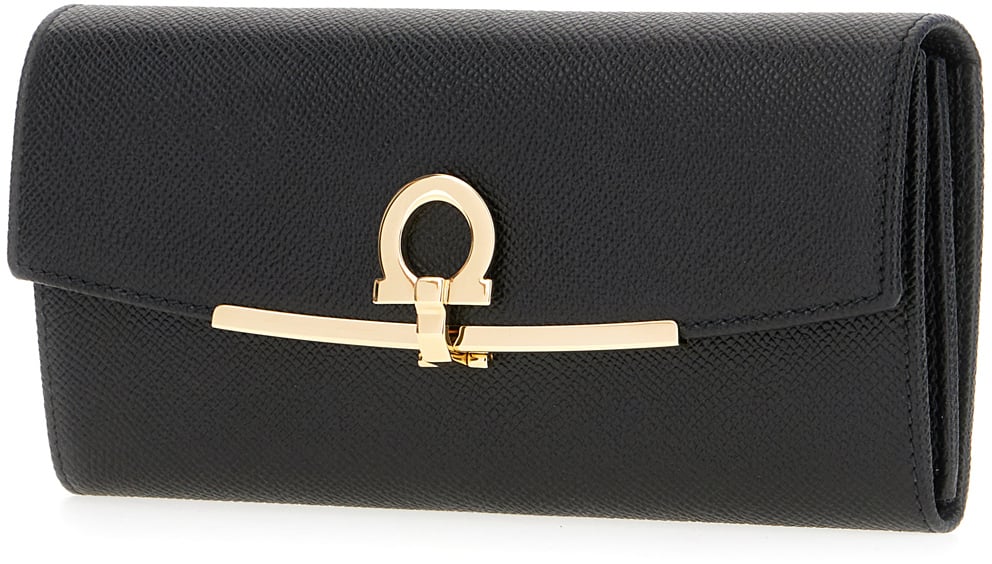 Ferragamo Ferragamo Black leather wallet Zwart