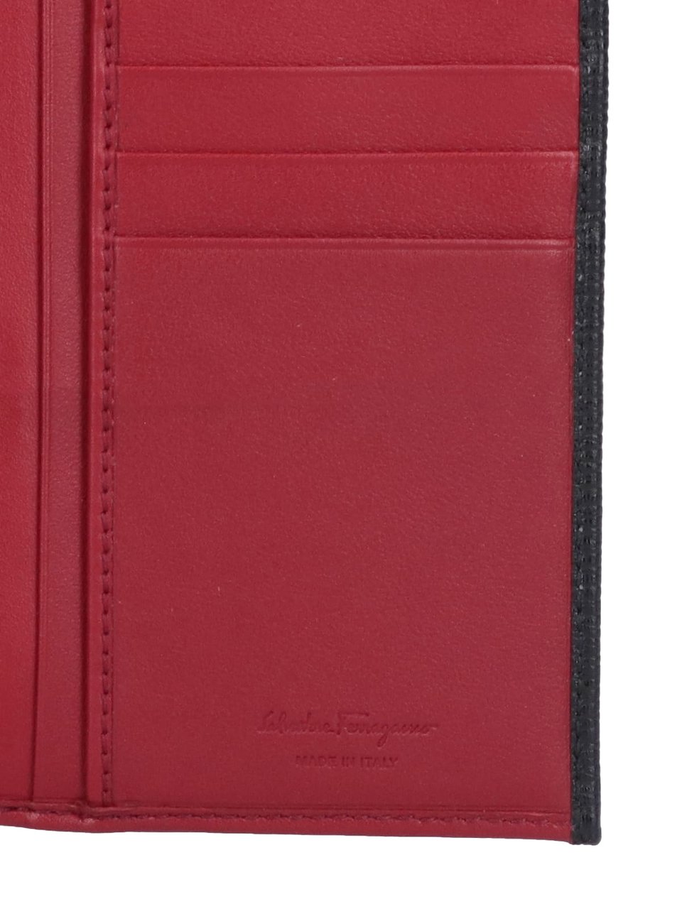 Ferragamo Black Organizer Gancini Pebbled Leather Wallet Zwart