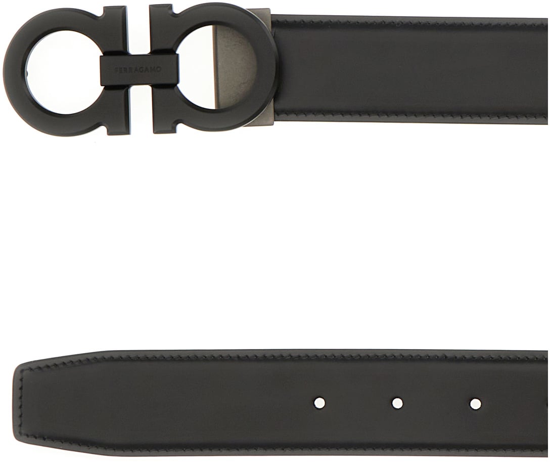 Ferragamo Ferragamo Black leather belt Zwart