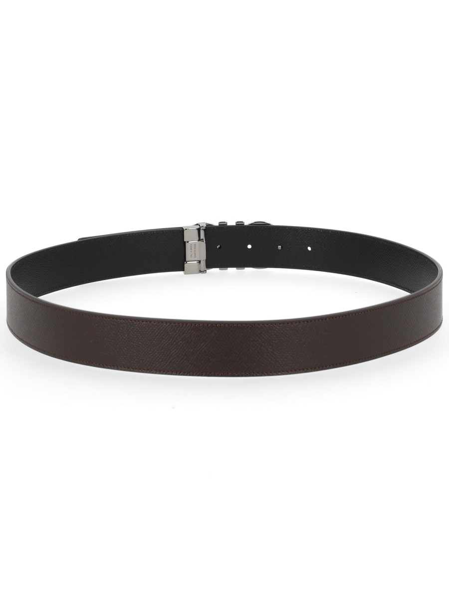 Ferragamo Hooks Reversible Pebbled Calf Belt Zwart