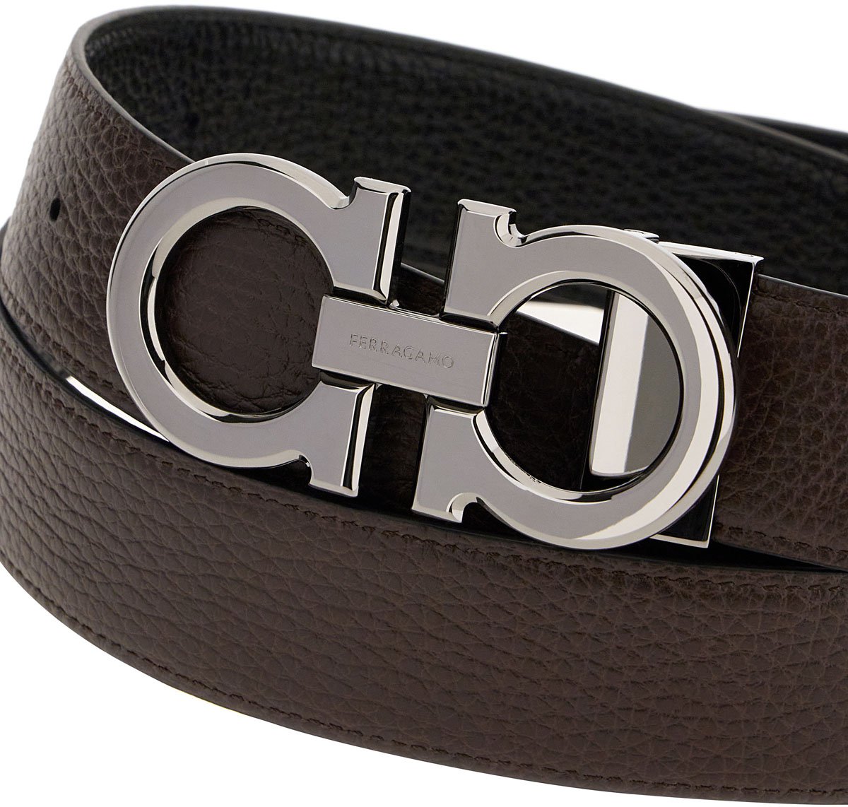 Ferragamo Black leather belt Zwart