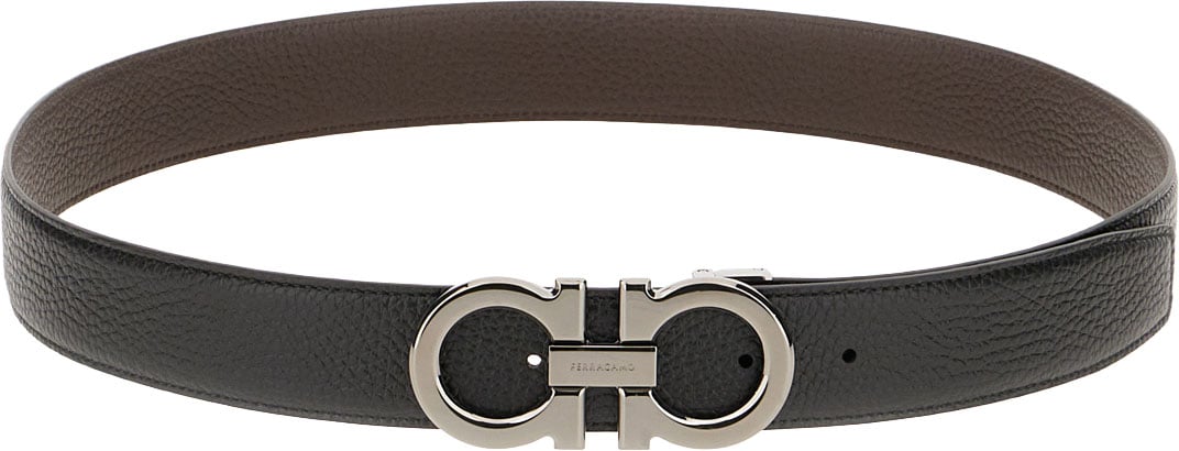 Ferragamo Black leather belt Zwart