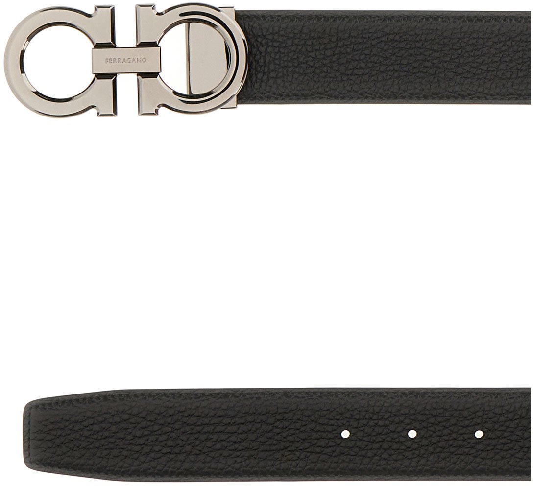 Ferragamo Black leather belt Zwart