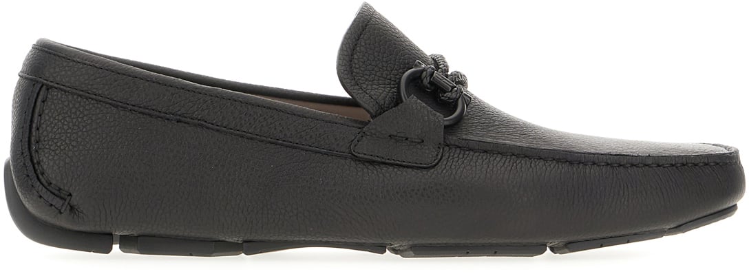 Ferragamo Ferragamo Black leather Front loafers Zwart