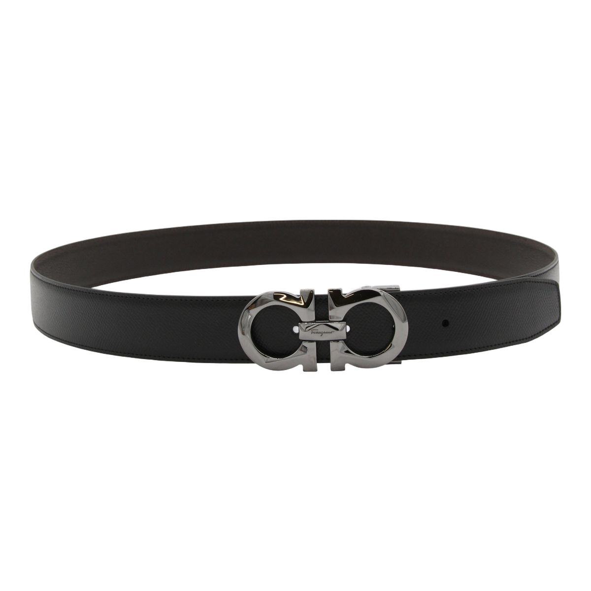 Ferragamo Sleek Black Leather Belt Zwart