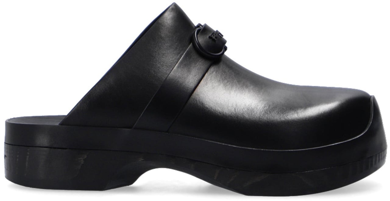Ferragamo Salvatore Ferragamo Nope Leather Slides Zwart