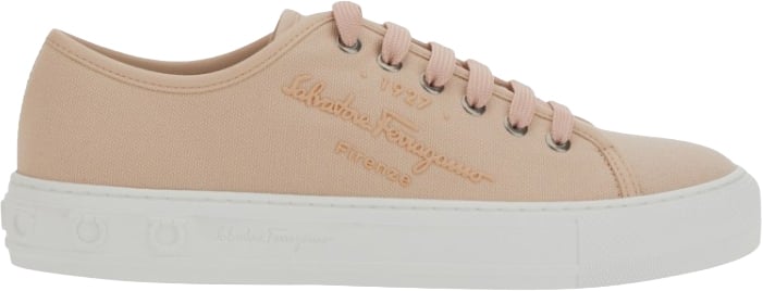 Ferragamo Low-Top Beige Sneakers With Subtle Logo Neutraal
