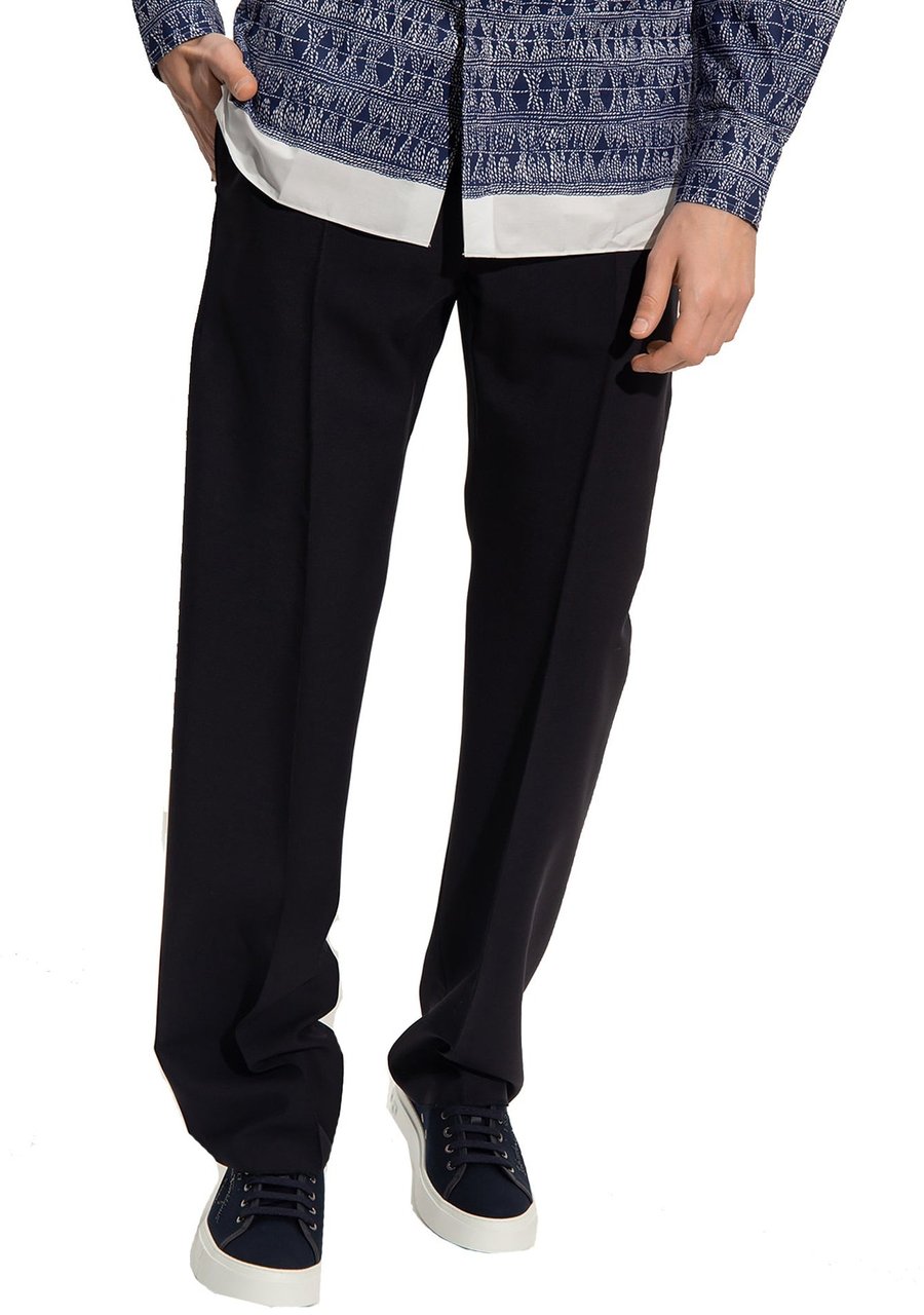 Ferragamo Salvatore Ferragamo Cotton And Silk Pants Blauw
