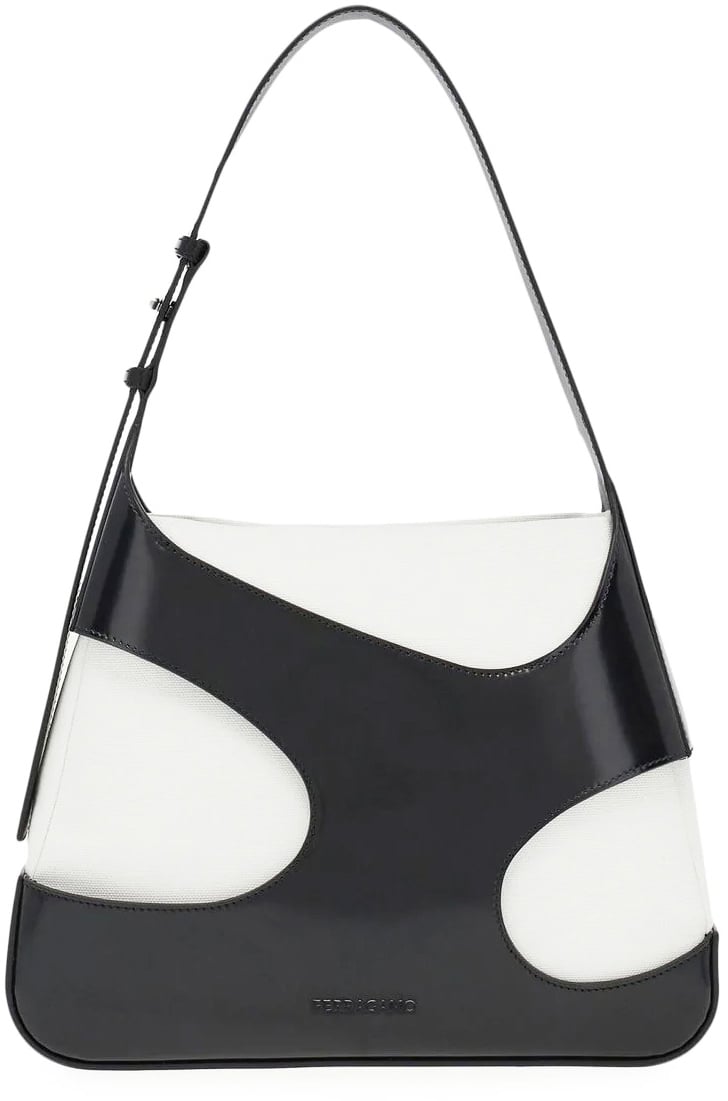Ferragamo Cut Out Detail Shoulder Bag Zwart