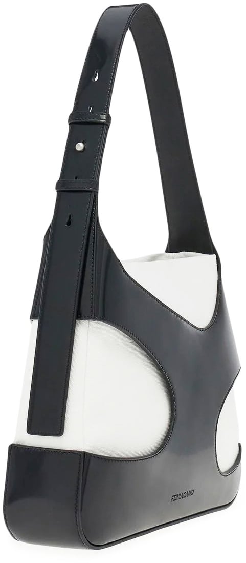 Ferragamo Cut Out Detail Shoulder Bag Zwart