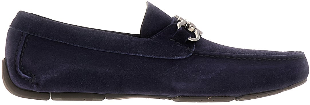 Ferragamo Ferragamo Navy blue suede loafers Blauw