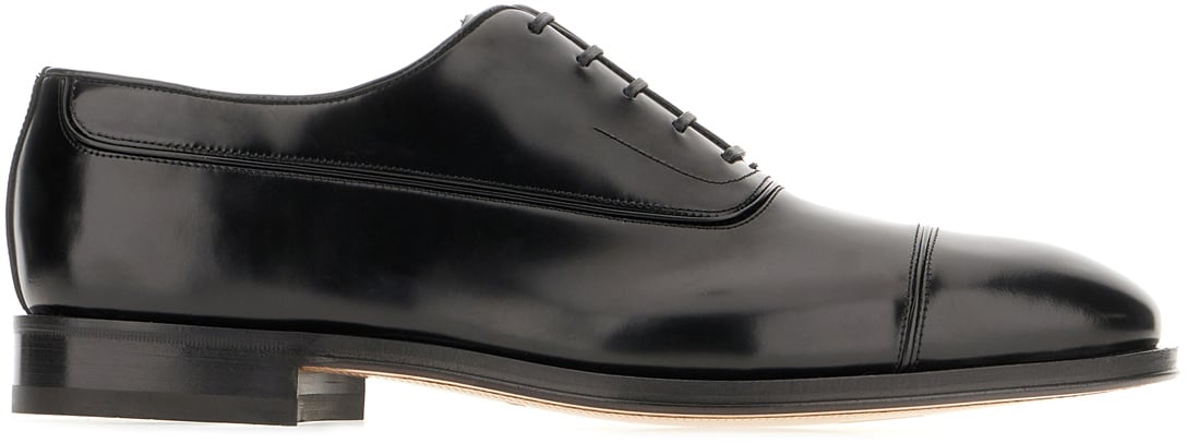 Ferragamo Ferragamo Black leather lace-up shoes Zwart