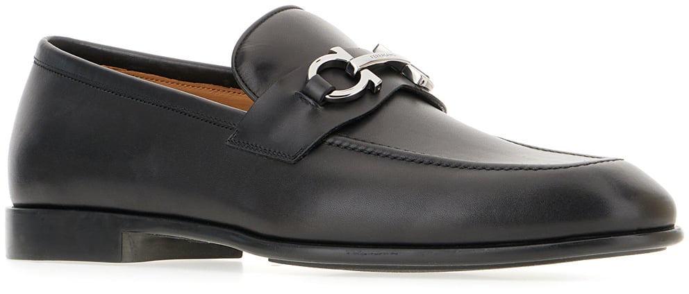 Ferragamo Ferragamo Black leather Foster loafers Zwart