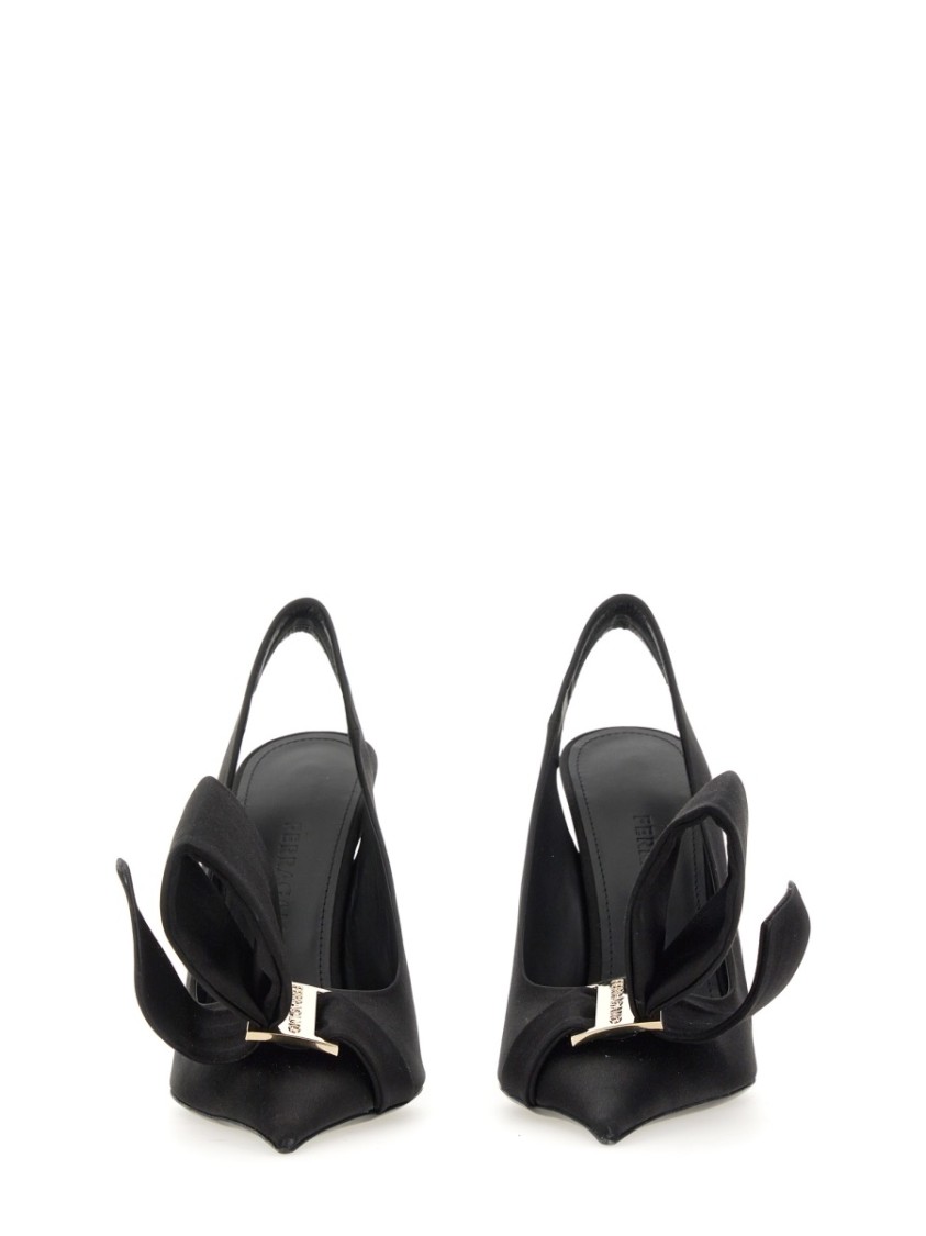 Ferragamo Asymmetrical Bow Sandal Zwart