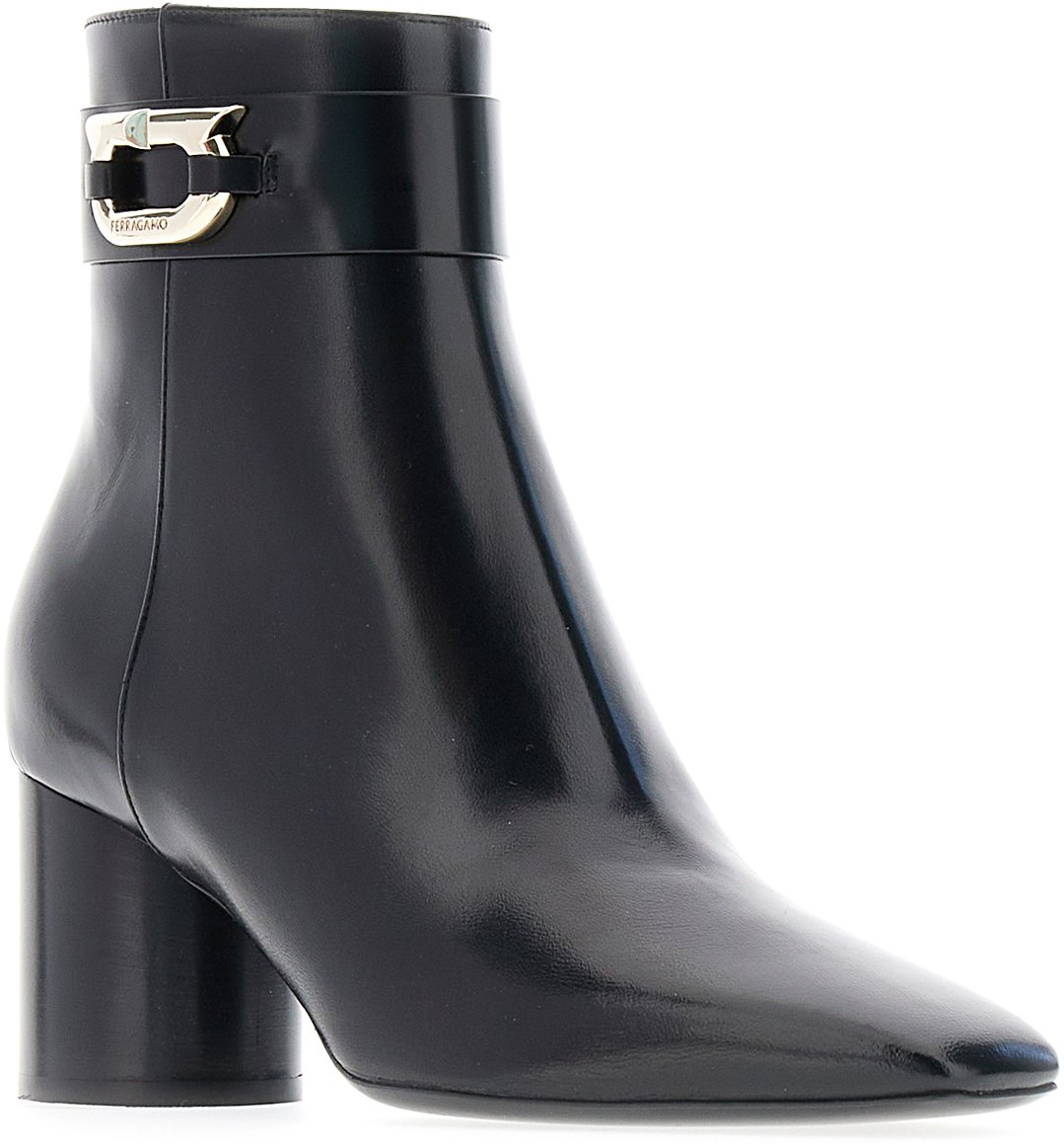 Ferragamo Ferragamo Black nappa leather ankle boots Zwart