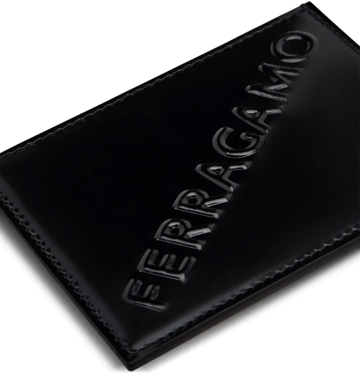 Ferragamo Diagonal Logo Credit Card Case Zwart