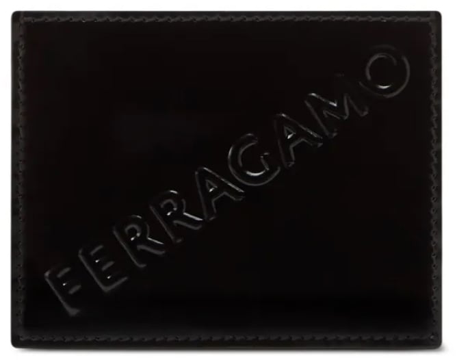 Ferragamo Diagonal Logo Credit Card Case Zwart