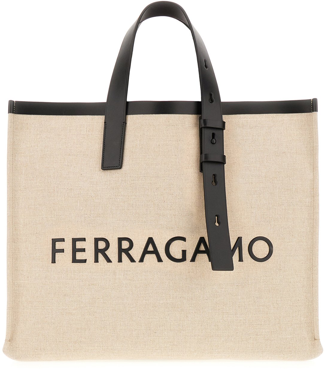 Ferragamo Ferragamo Sand canvas shopping bag Neutraal