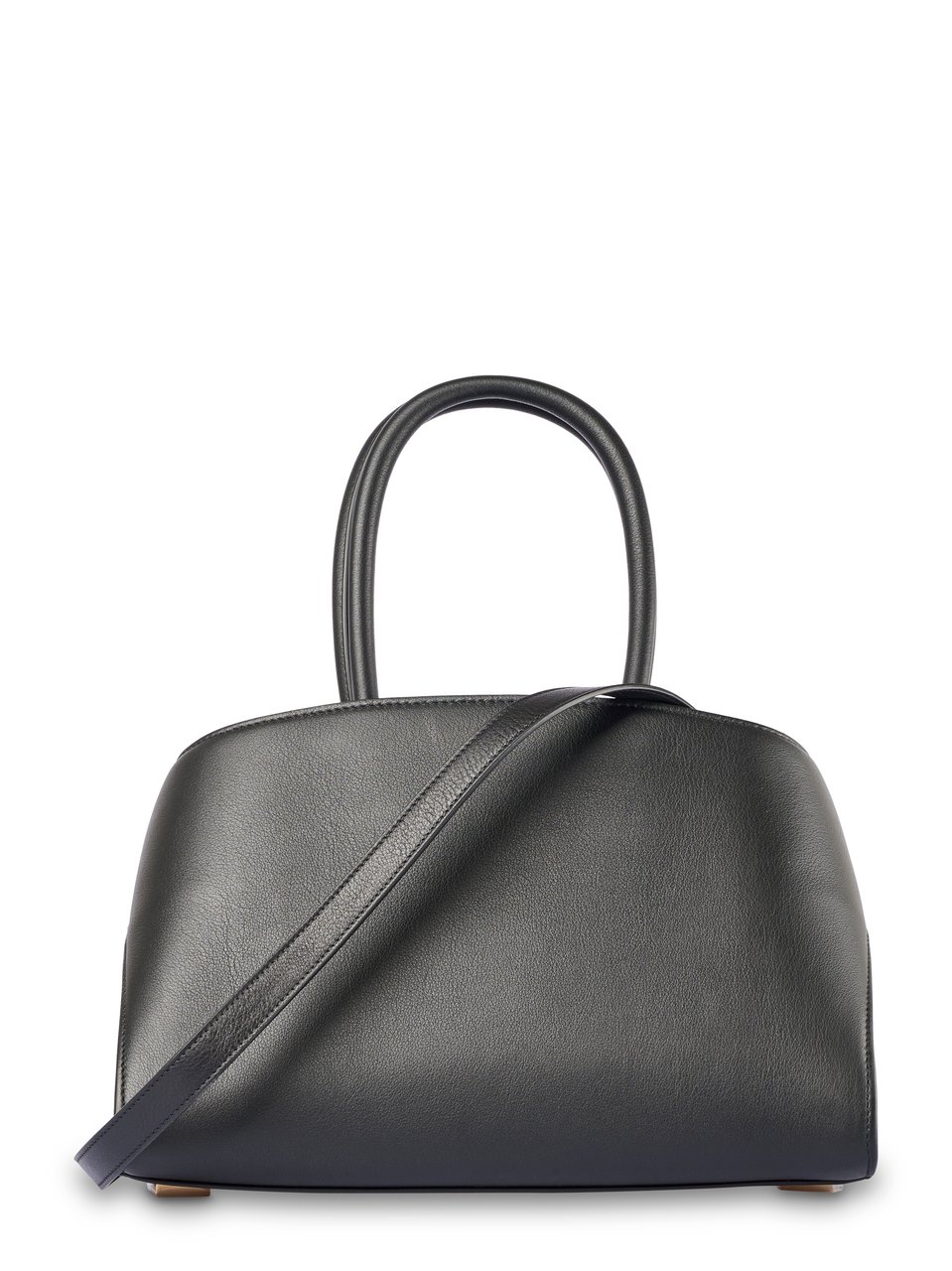 Ferragamo Structured Leather Handbag with Gold-tone Hardware Grijs