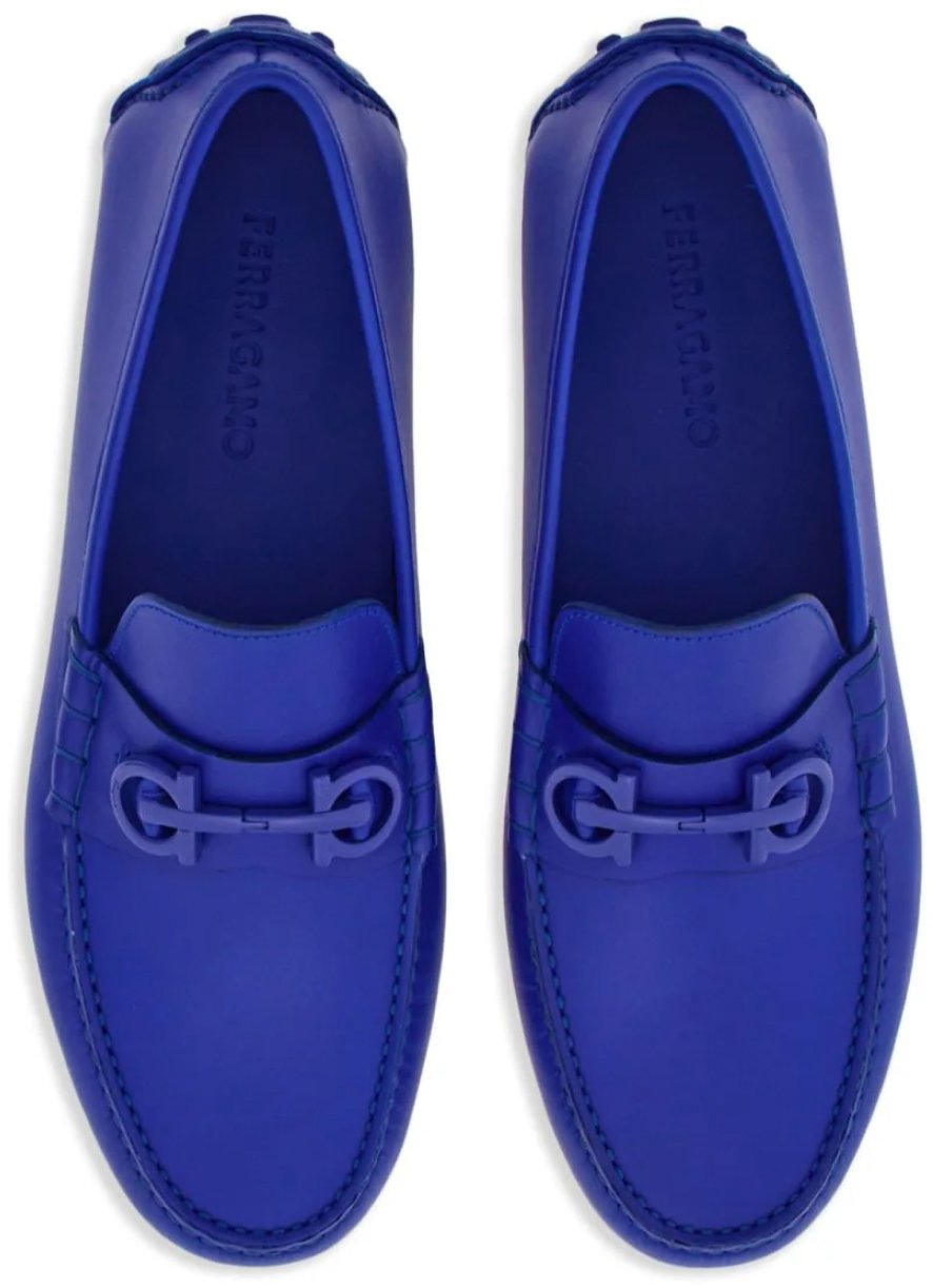 Ferragamo Grazioso Gancini Logo Loafers Blauw